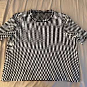 Adrianna Papell Black and White Check Sweater